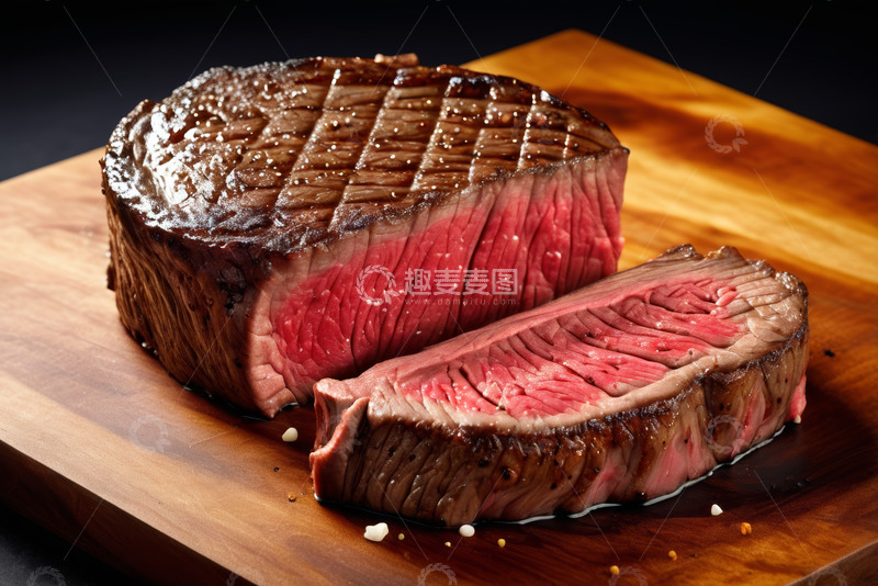 高清大图下载【趣麦麦图】木板上的牛排特写