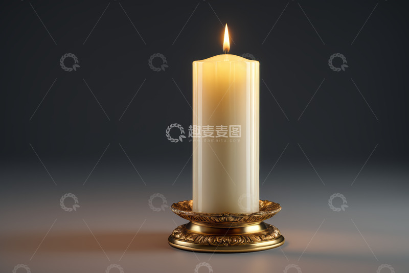 高清大图下载【趣麦麦图】燃烧的蜡烛与金色烛台