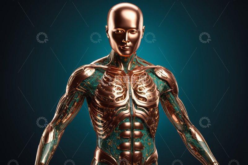 高清大图下载【趣麦麦图】金属质感人体机械结构展示