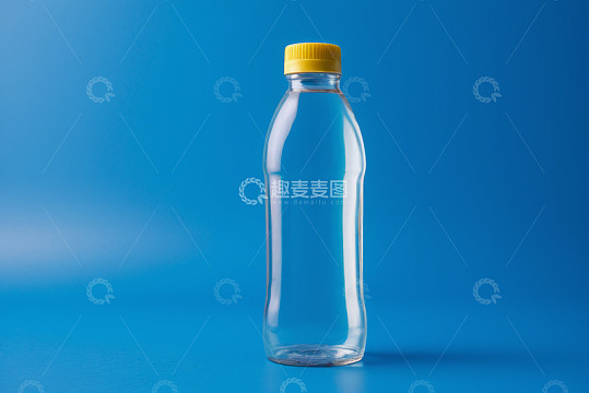 蓝色背景透明塑料瓶