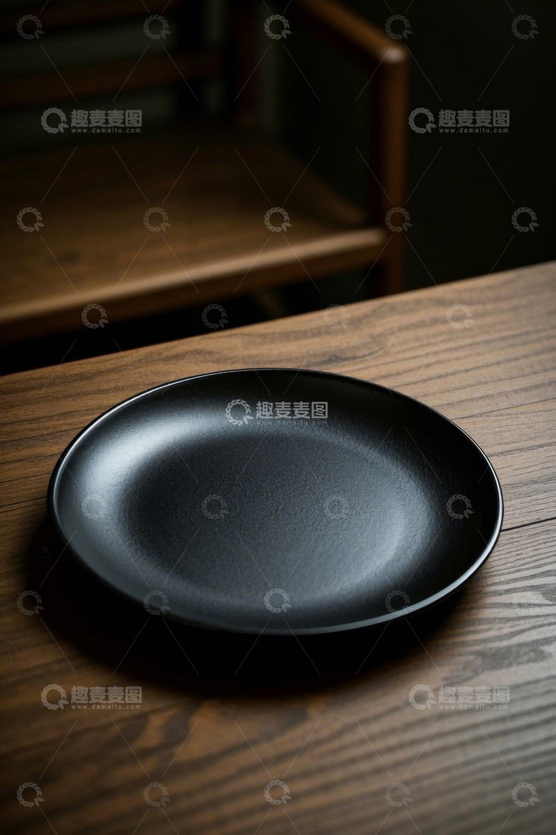 高清大图下载【趣麦麦图】木质桌面上的黑色圆盘