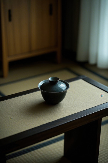 中式茶室茶具特写