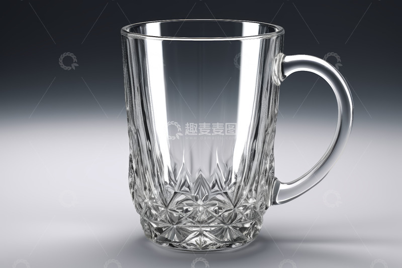 高清大图下载【趣麦麦图】透明玻璃花纹把手杯