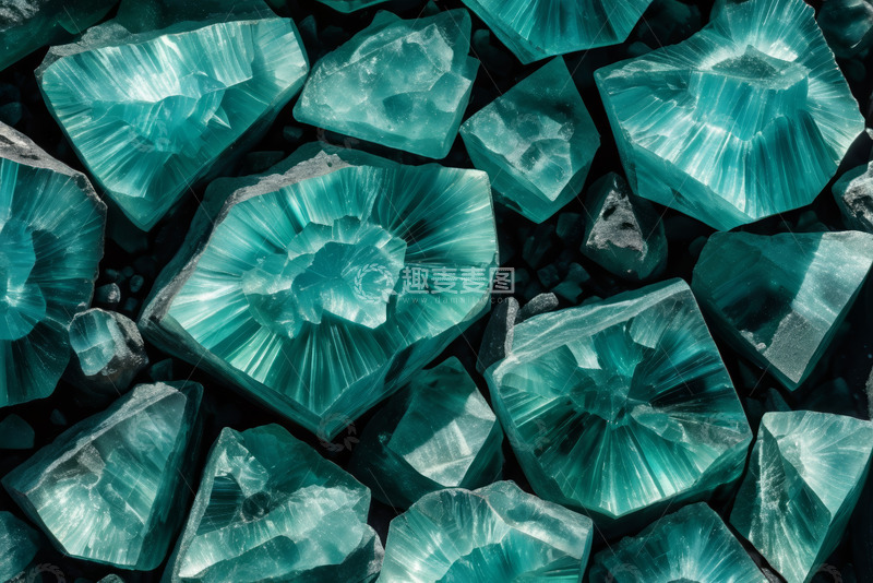 高清大图下载【趣麦麦图】蓝绿色水晶矿物特写