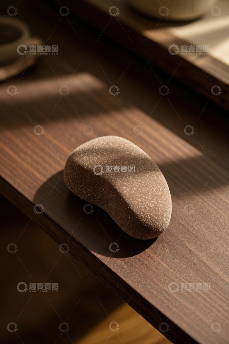 高清大图下载【趣麦麦图】木桌上的鹅卵石静物