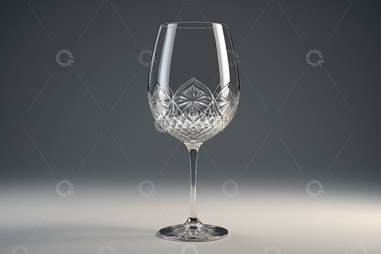 透明雕花高脚玻璃酒杯