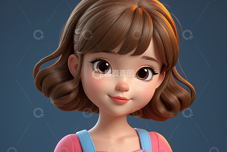 卡通女孩正面微笑形象