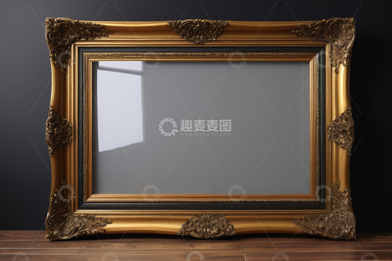 高清大图下载【趣麦麦图】金色雕花相框展示