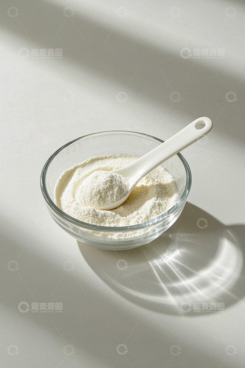 高清大图下载【趣麦麦图】玻璃碗中的白色粉末食物