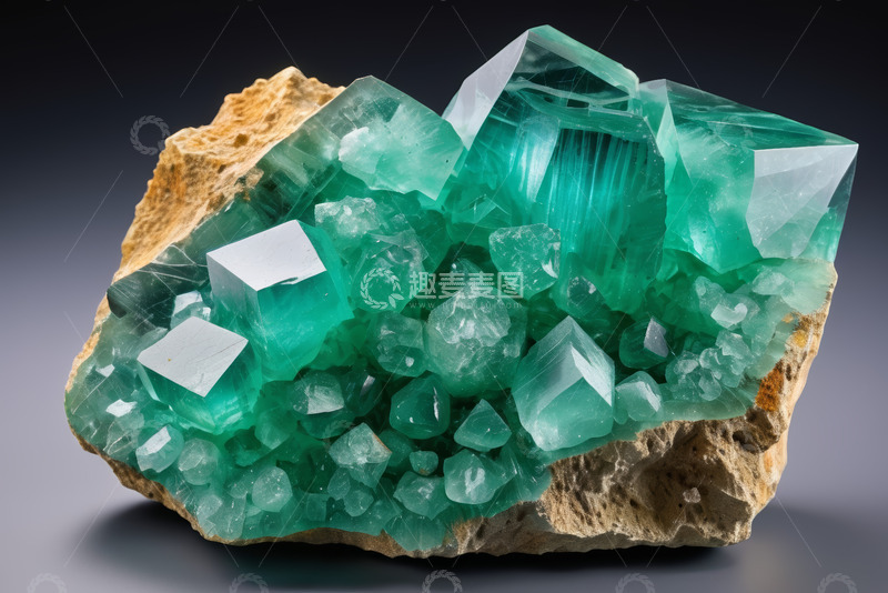 高清大图下载【趣麦麦图】绿色水晶矿石特写