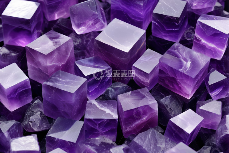 高清大图下载【趣麦麦图】紫色水晶方块特写