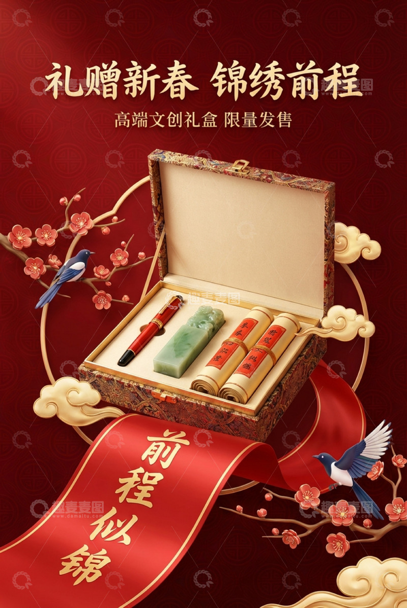 高清大图下载【趣麦麦图】新春文创礼盒锦绣前程