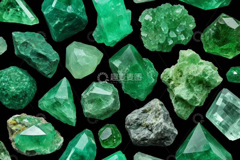 高清大图下载【趣麦麦图】绿色宝石水晶微距特写素材
