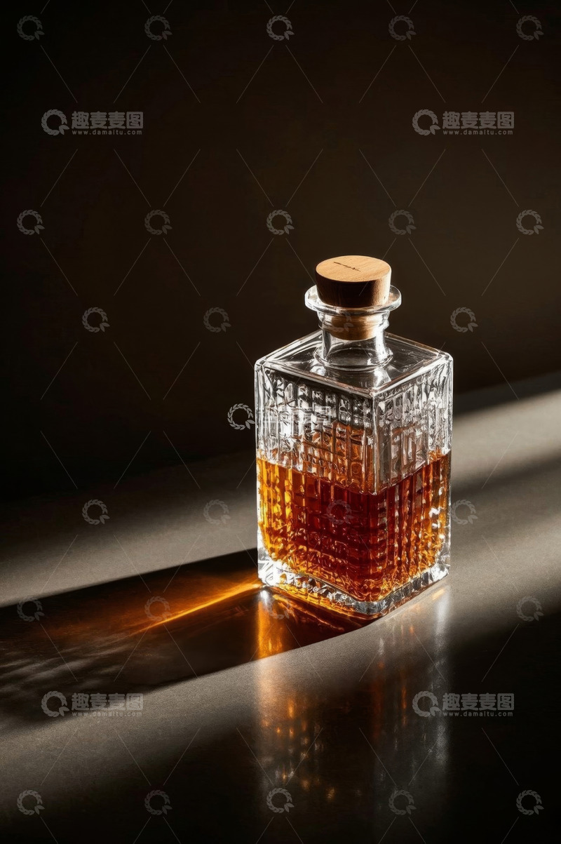 高清大图下载【趣麦麦图】方形玻璃瓶装威士忌