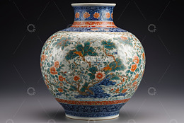 古典花卉纹瓷器特写