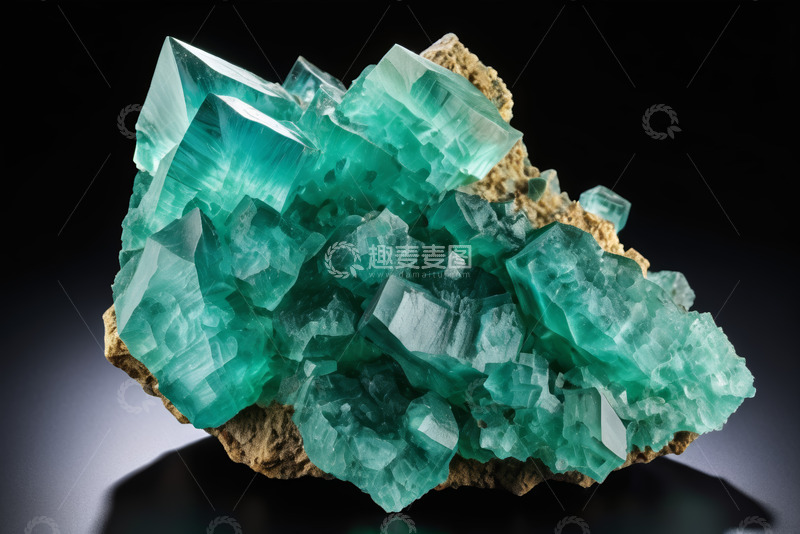 高清大图下载【趣麦麦图】蓝绿色晶体矿石特写