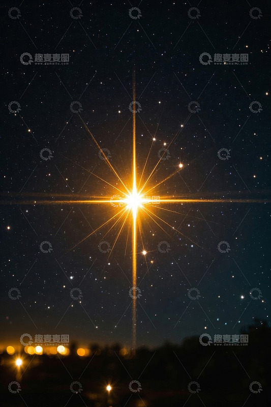 夜空下闪耀的星星与光芒
