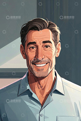 微笑男士肖像插画