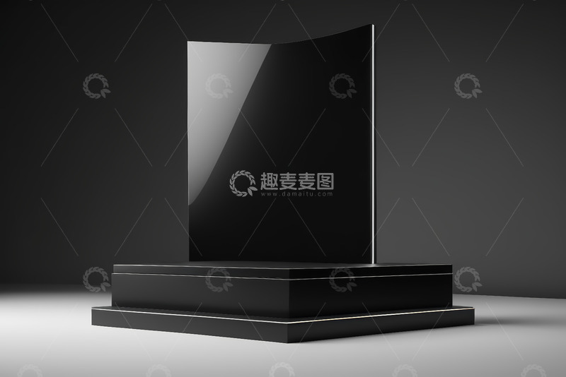 高清大图下载【趣麦麦图】黑色展示台展示黑色曲面物体