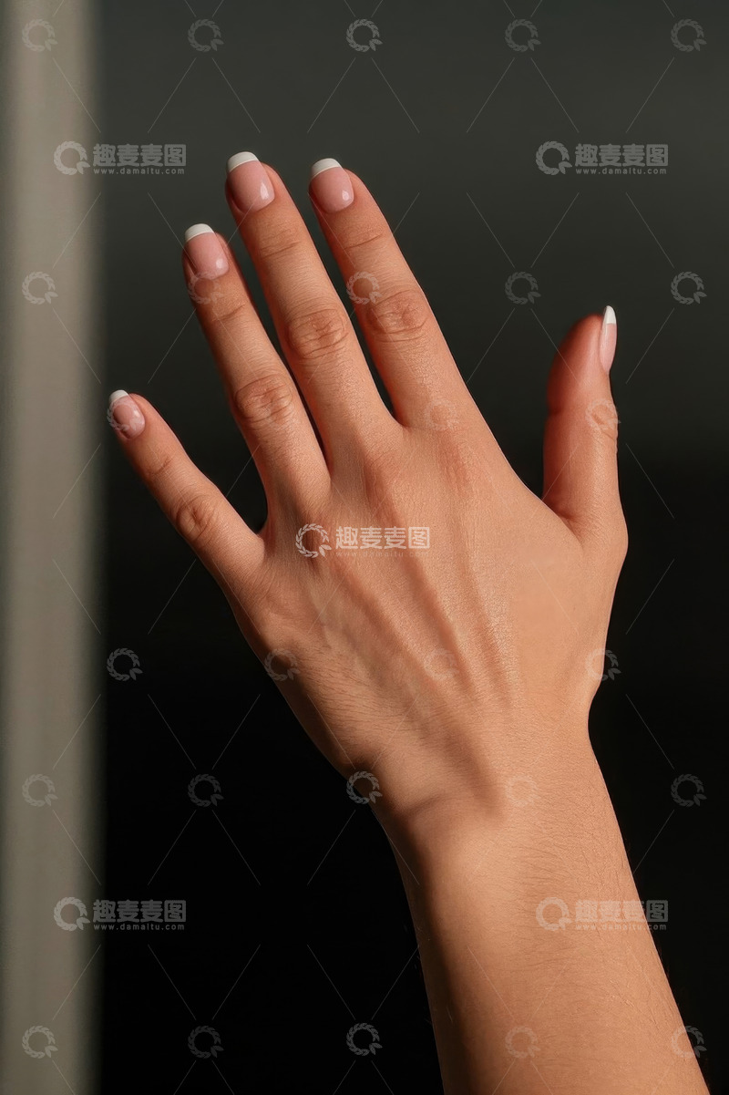 高清大图下载【趣麦麦图】女性手部法式美甲特写