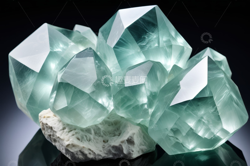 高清大图下载【趣麦麦图】浅绿色水晶矿石特写