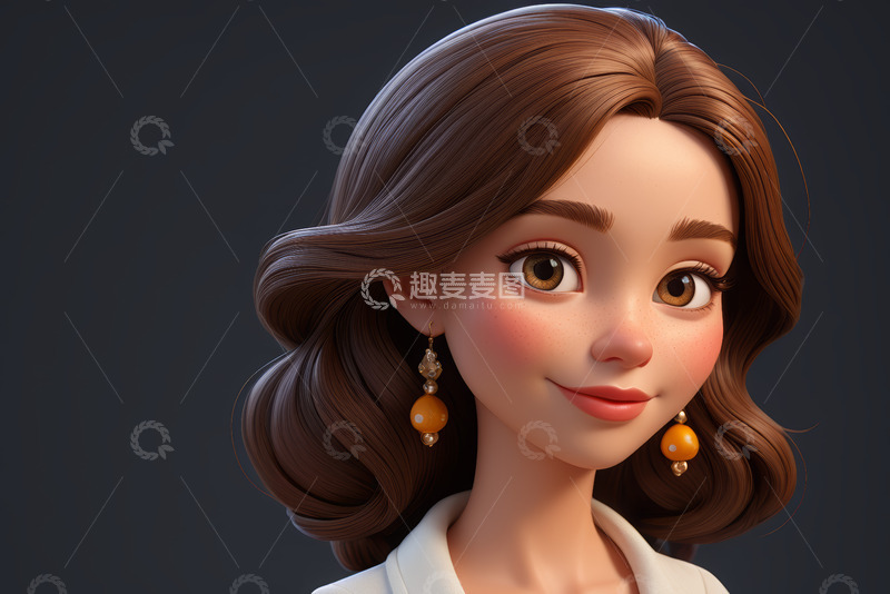 高清大图下载【趣麦麦图】3D卡通女性角色特写