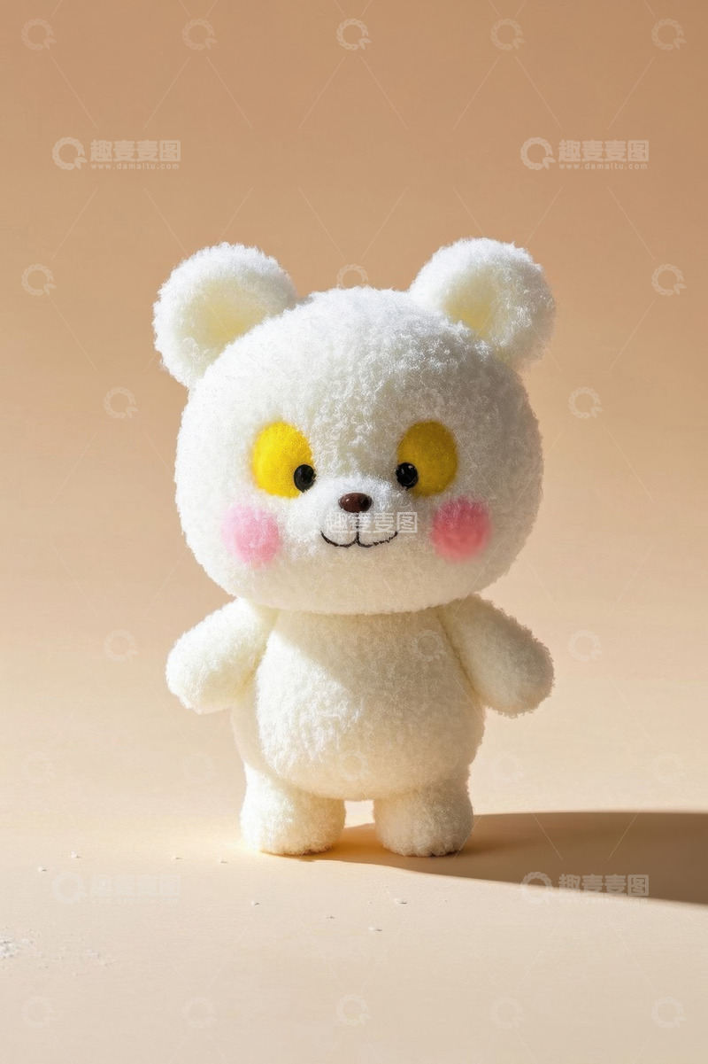 高清大图下载【趣麦麦图】可爱白色小熊毛绒玩具