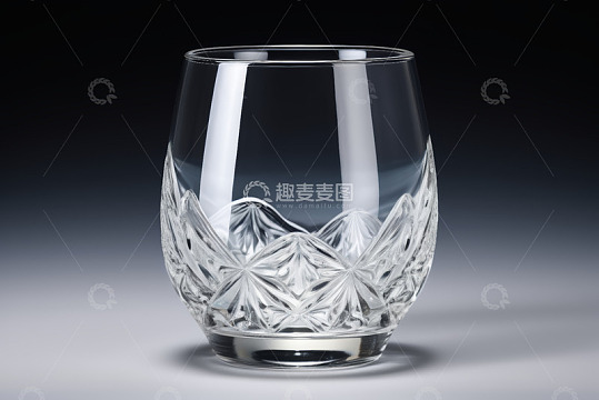 透明雕花玻璃酒杯静物