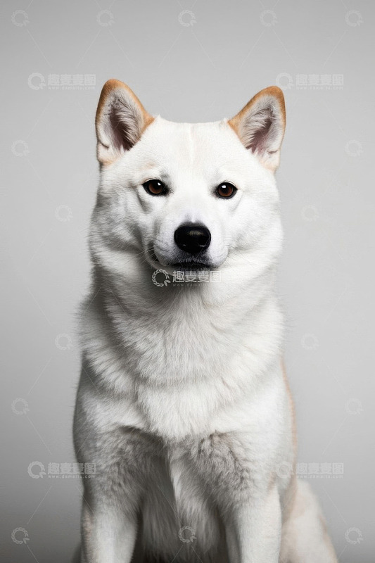 白色柴犬正面肖像