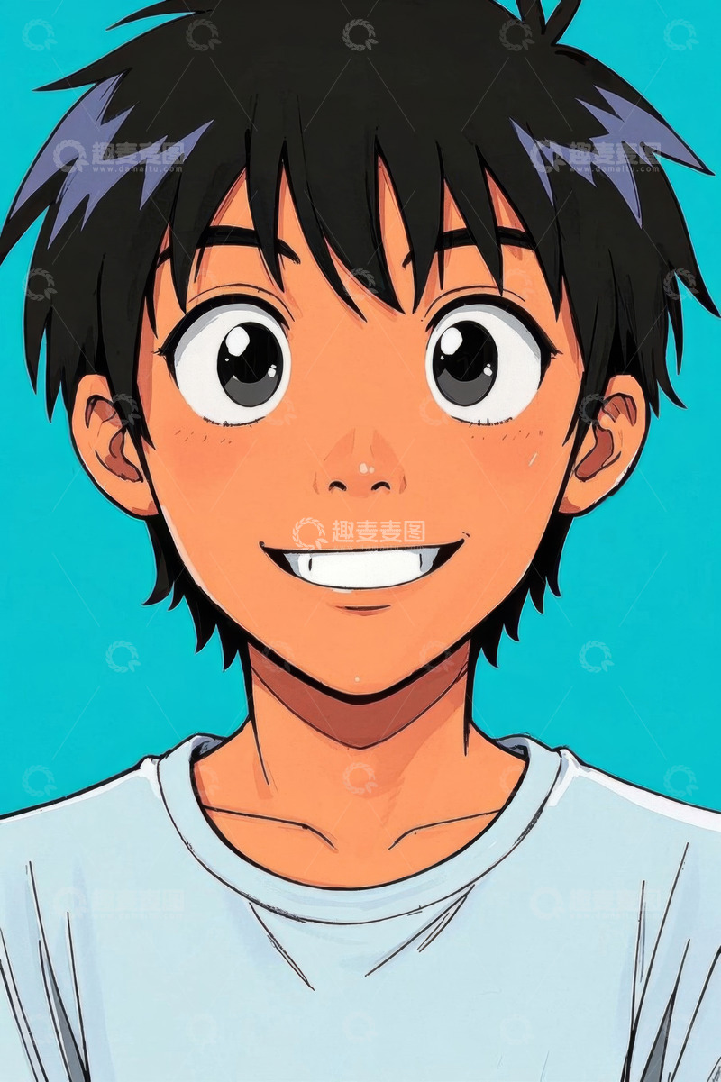 高清大图下载【趣麦麦图】卡通风格男孩正面肖像