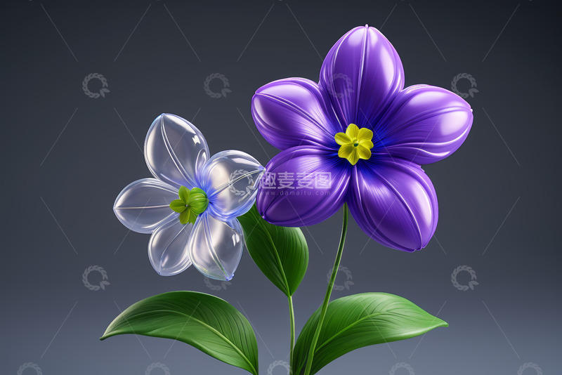 高清大图下载【趣麦麦图】紫色与透明花朵特写