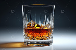 装着威士忌加冰的玻璃杯