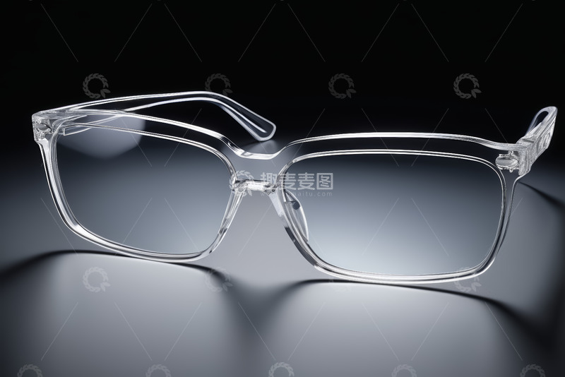 高清大图下载【趣麦麦图】透明框架眼镜特写