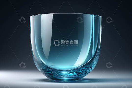 蓝色透明玻璃器皿静物