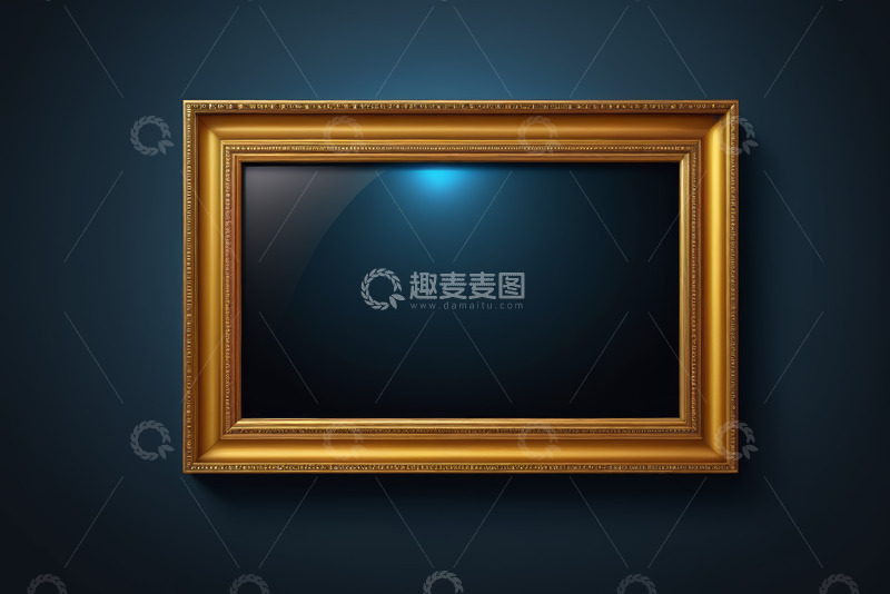 高清大图下载【趣麦麦图】金色装饰画框深色背景素材