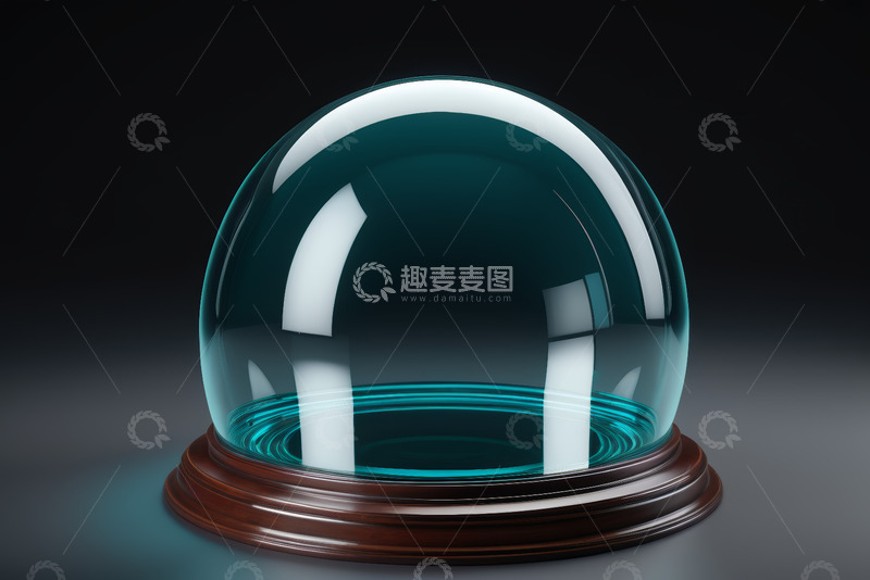 高清大图下载【趣麦麦图】透明玻璃球体带木质底座