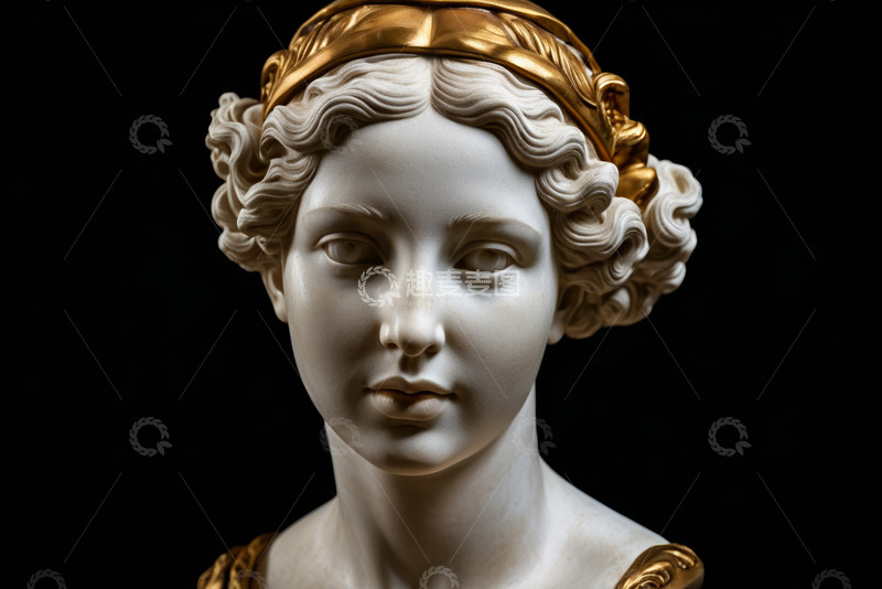 高清大图下载【趣麦麦图】白色雕塑女性头部特写