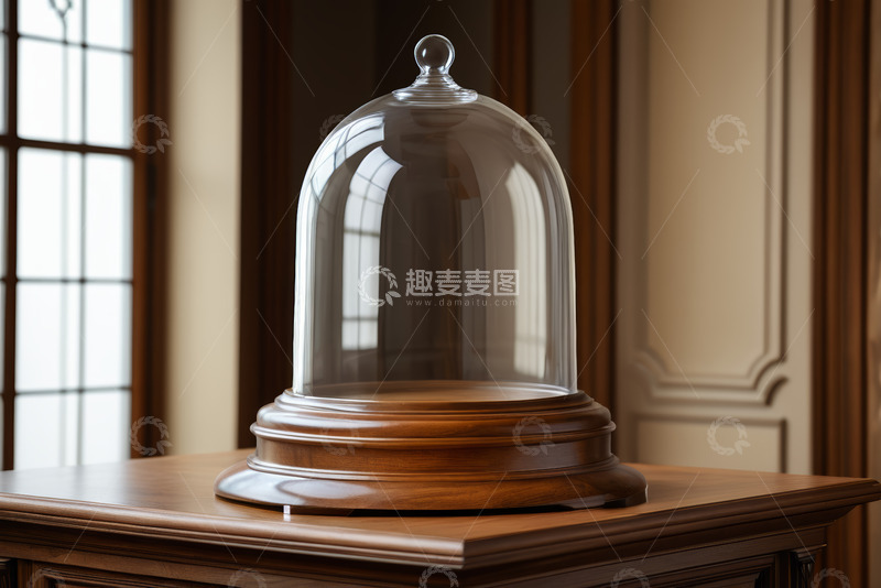 高清大图下载【趣麦麦图】木底座玻璃罩静物展示