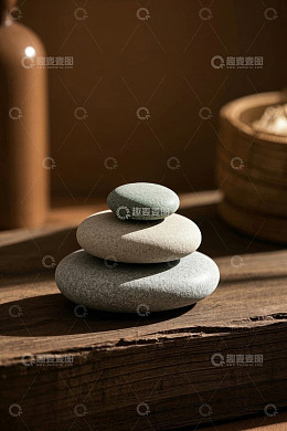 桌上堆叠的平衡石头