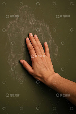 手触摸黑板粉笔痕迹画面