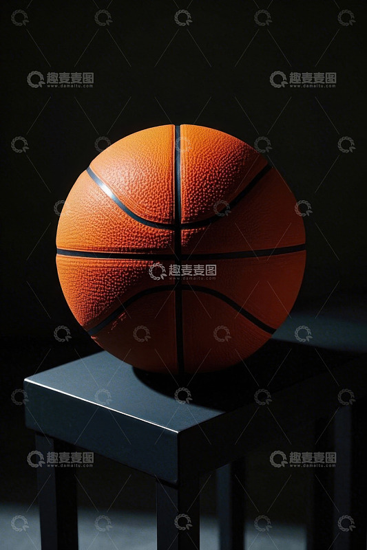 置于黑色台子上的橙色篮球