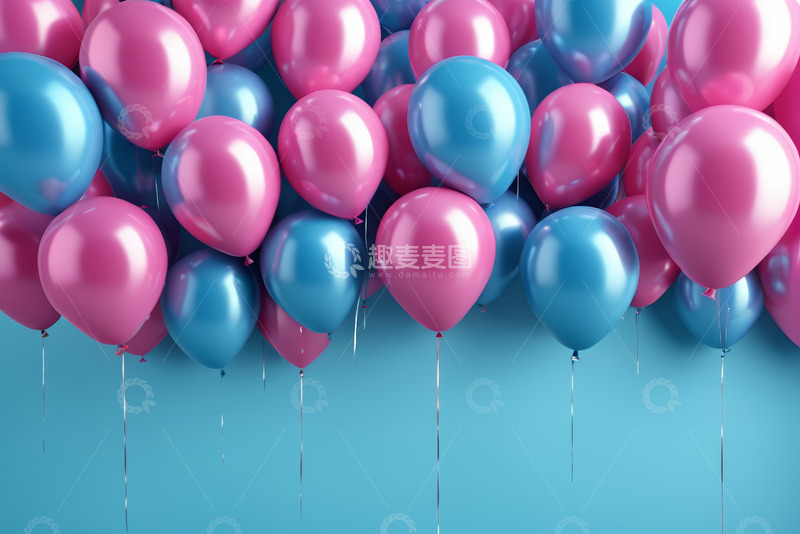 高清大图下载【趣麦麦图】粉蓝气球装饰背景