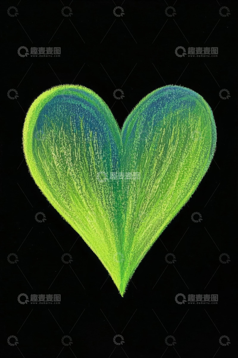 高清大图下载【趣麦麦图】手绘绿色爱心图案