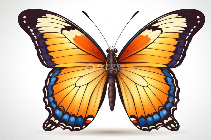 高清大图下载【趣麦麦图】彩色蝴蝶插画素材