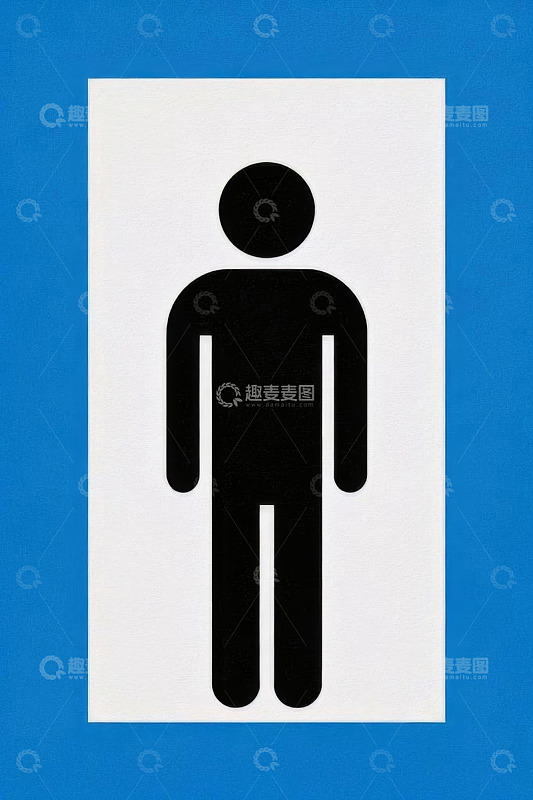 蓝白背景男性标识符号