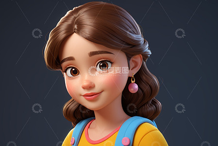 卡通女孩肖像特写