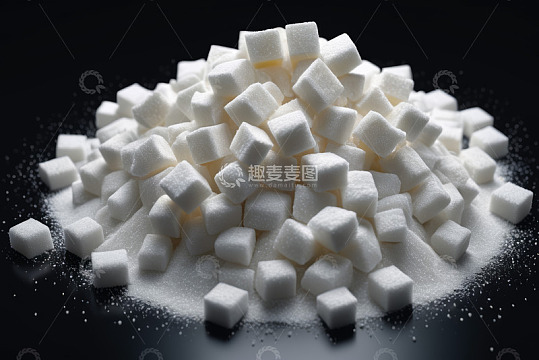 堆叠的白色方糖特写