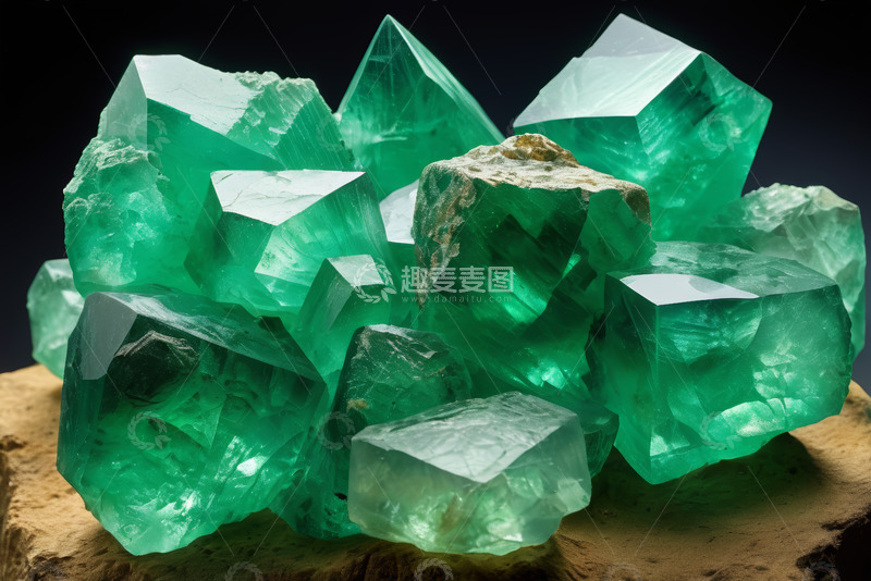 高清大图下载【趣麦麦图】绿色水晶矿石特写