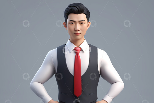 商务装扮男性3D形象