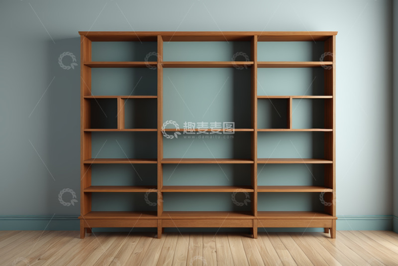 高清大图下载【趣麦麦图】现代室内木质书架展示